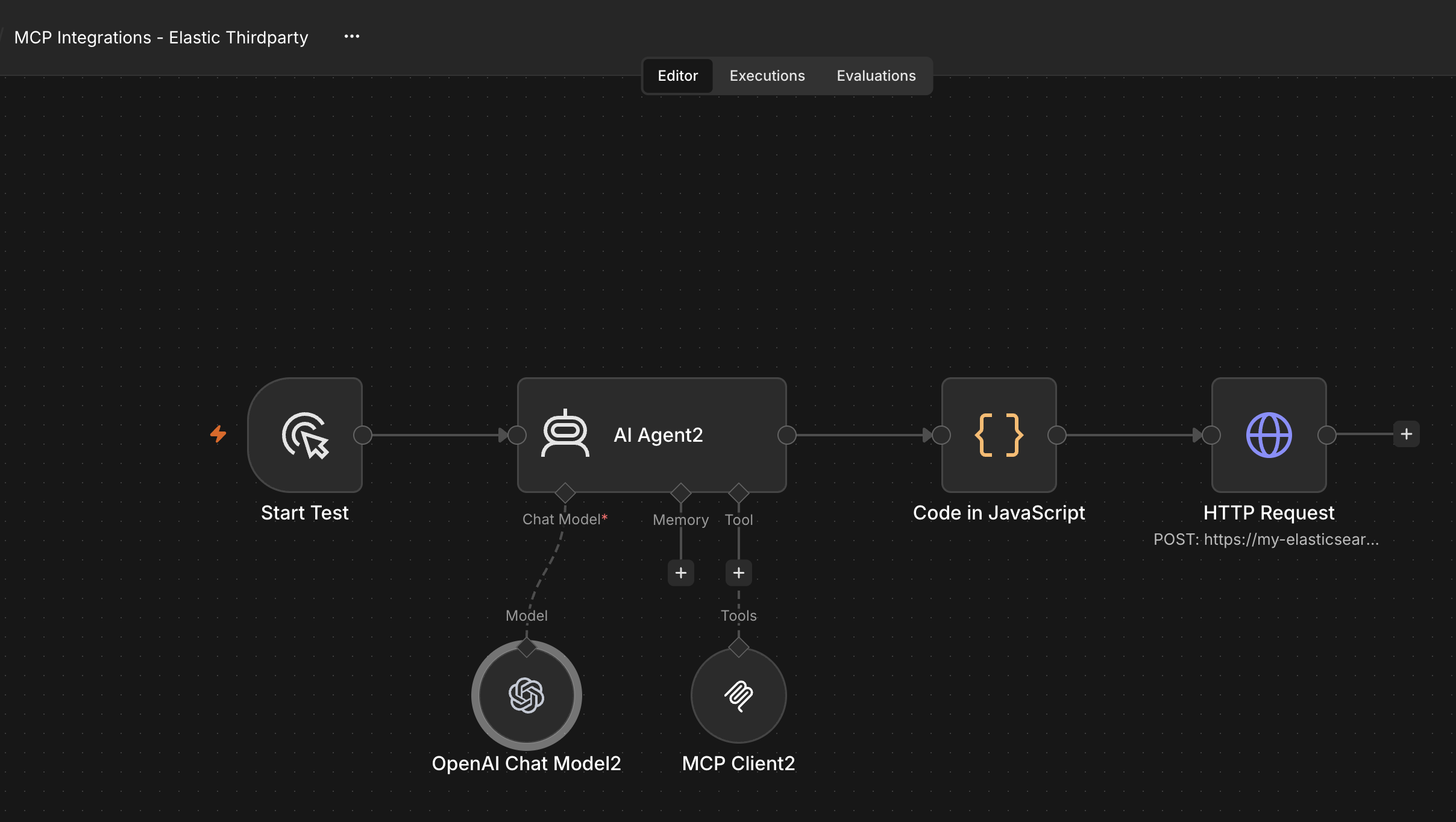 n8n AI Agent workflow using the HackNotice MCP Client tool